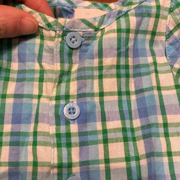 Boy’s Size 0-3 Months Blue & Green Plaid Oshkosh Jumpsuit - Picture 3 of 4